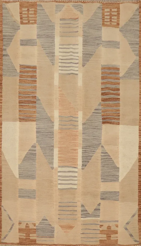 Vegetable Dye Geometric Kilim Handwoven Rug 4x6