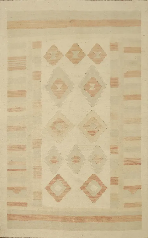 Vegetable Dye Geometric Kilim Handwoven Rug 4x6