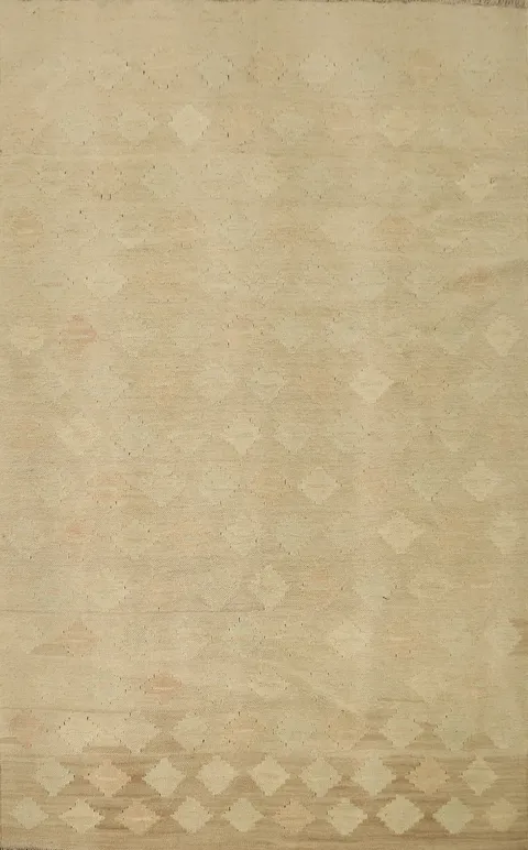 Vegetable Dye Geometric Kilim Flat Weave Rug 4x6