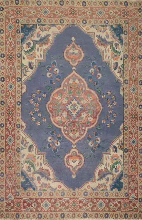 Handmade Wool Vintage Tabriz Persian Rug 4x6