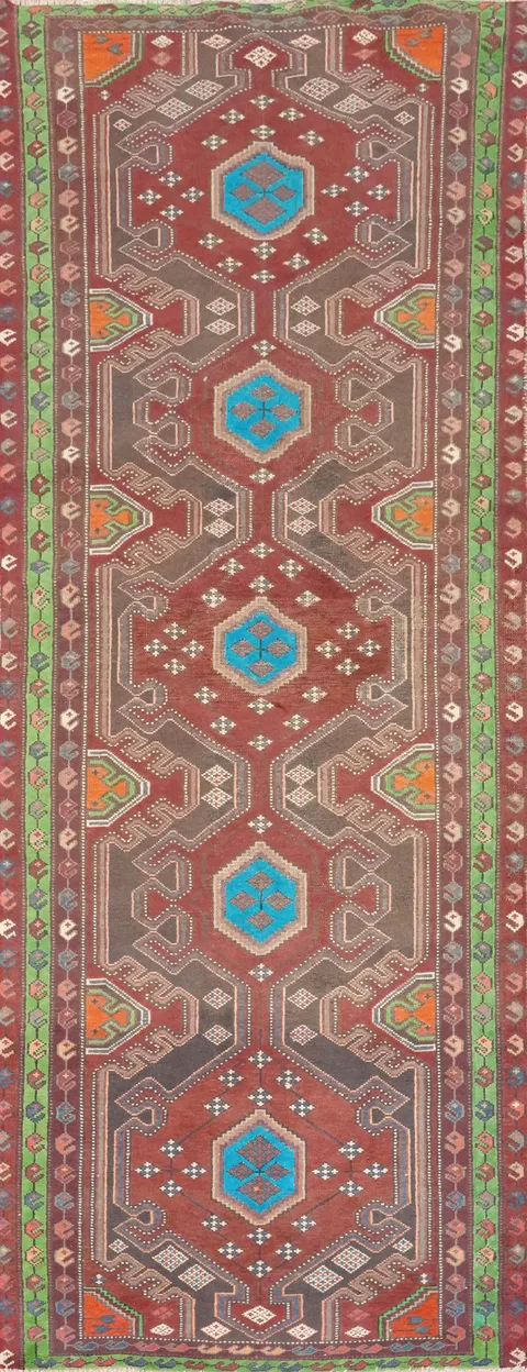 Handmade Wool Bakhtiari Persian Runner Rug 4x10
