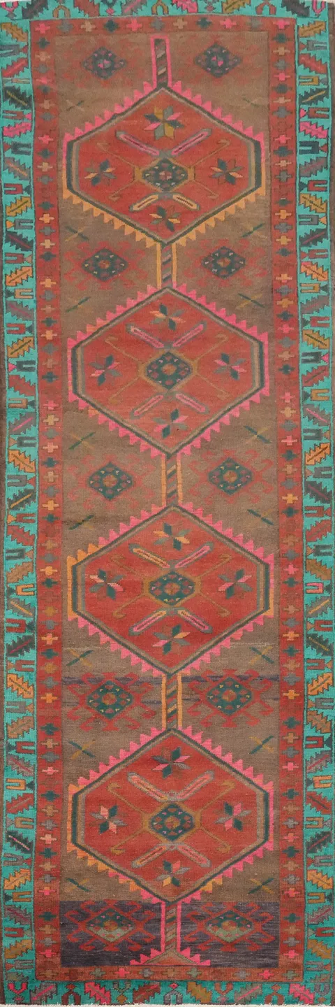 Handmade Wool Ardebil Persian Runner Rug 4x13