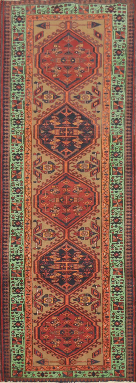 Geometric Wool Ardebil Persian Runner Rug 3x11