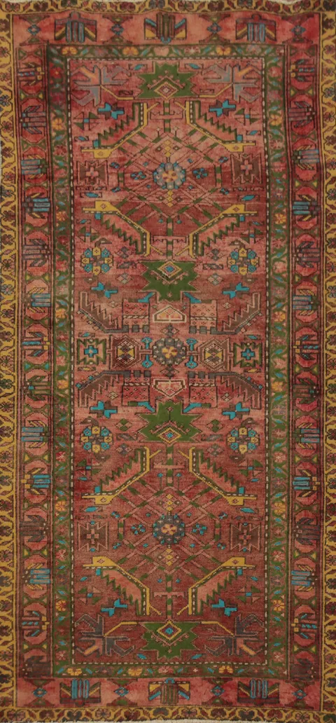Handmade Wool Geometric Heriz Persian Rug 4x7