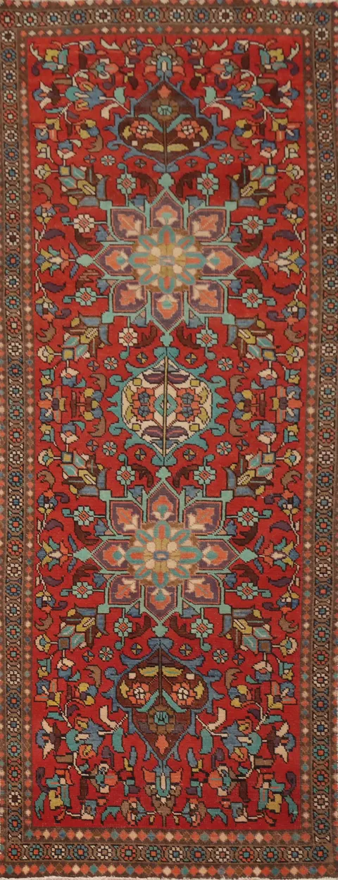 Handmade Wool Tabriz Persian Runner Rug 3x11