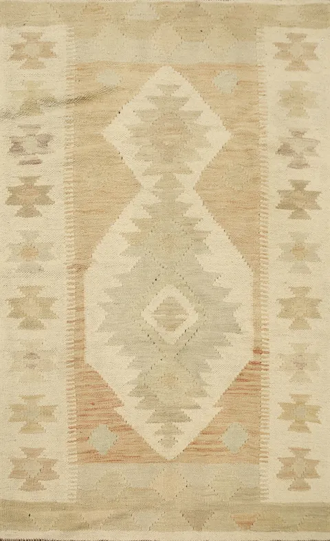 Vegetable Dye Tribal Wool Kilim Handwoven Rug 3x5