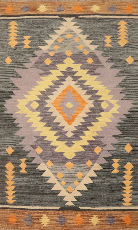 Vegetable Dye Tribal Wool Kilim Handwoven Rug 3x5