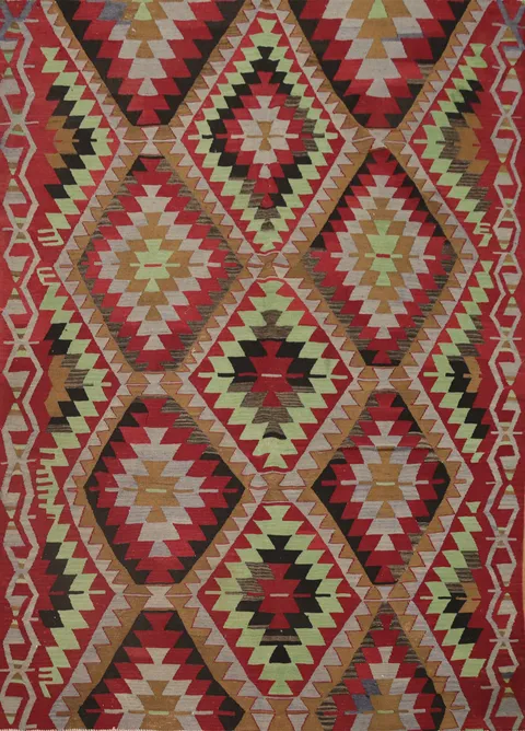 Geometric Kilim Vegetable Dye Area Rug 6x8