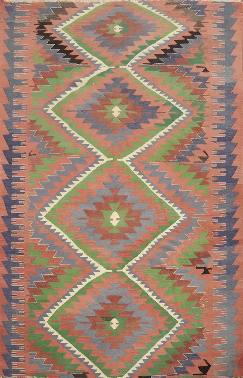 Vegetable Dye Kilim Turkish Area Rug 6x8