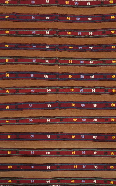 Vegetable Dye Geometric Kilim Turkish Rug 5x7