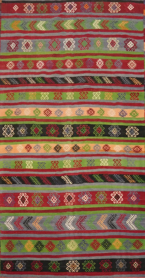 Geometric Kilim Vegetable Dye Area Rug 6x10