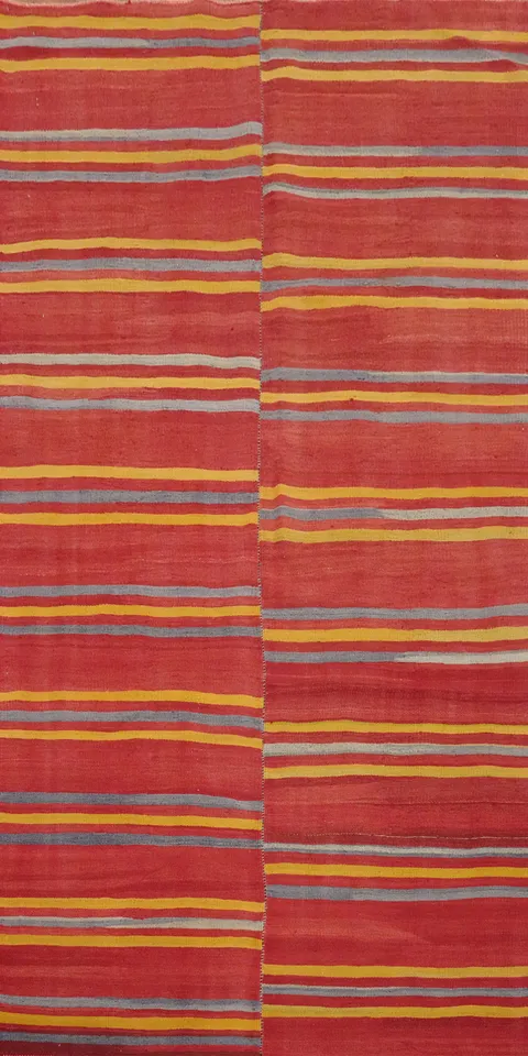 Vibrant Sunset Striped Bohemian Kilim Area Rug 5x10