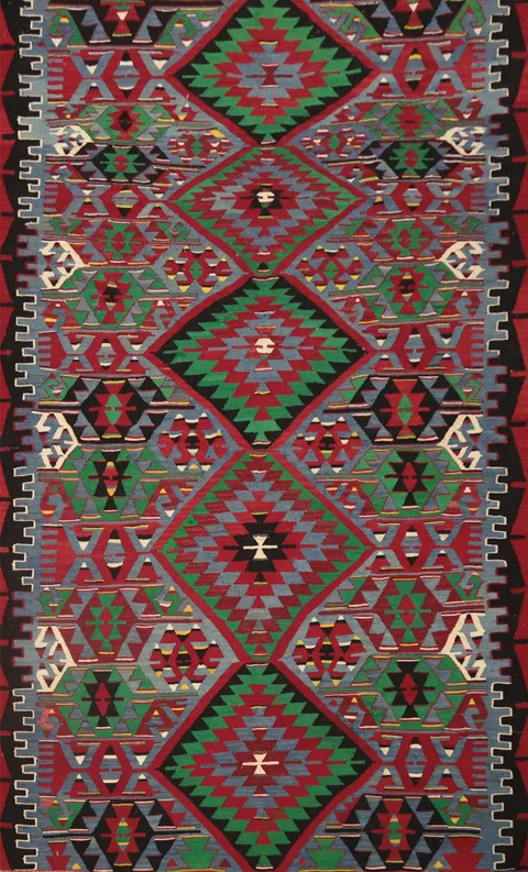 Colorful Diamond Motif Kilim Kilim Area Rug 6x9