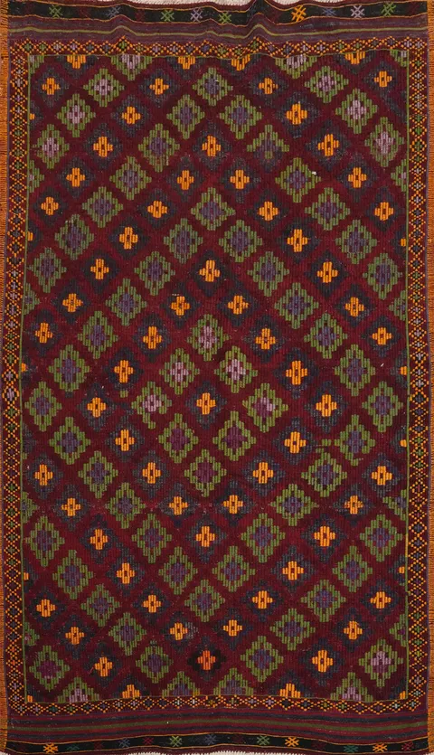 Vegetable Dye Red Kilim Turkish Area Rug 5x8