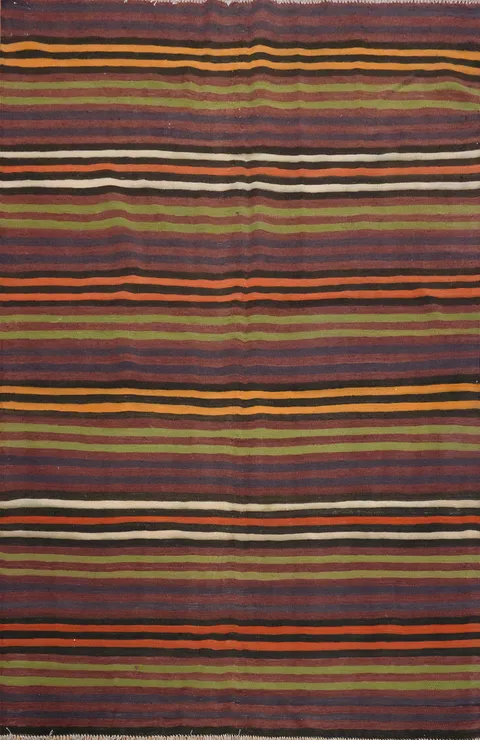 Vegetable Dye Striped Kilim Turkish Rug 5x7