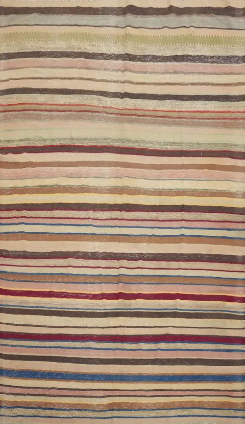 Versatile Striped Kilim Turkish Rug: Perfect Accent for Contemporary Decor 6x9