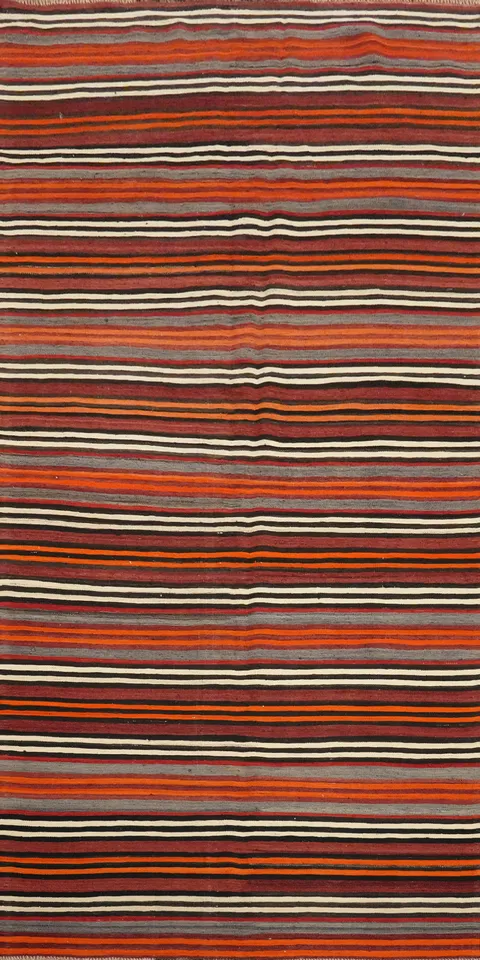 Bold and Warm Striped Kilim Area Rug 5x11 Perfect for Any Room