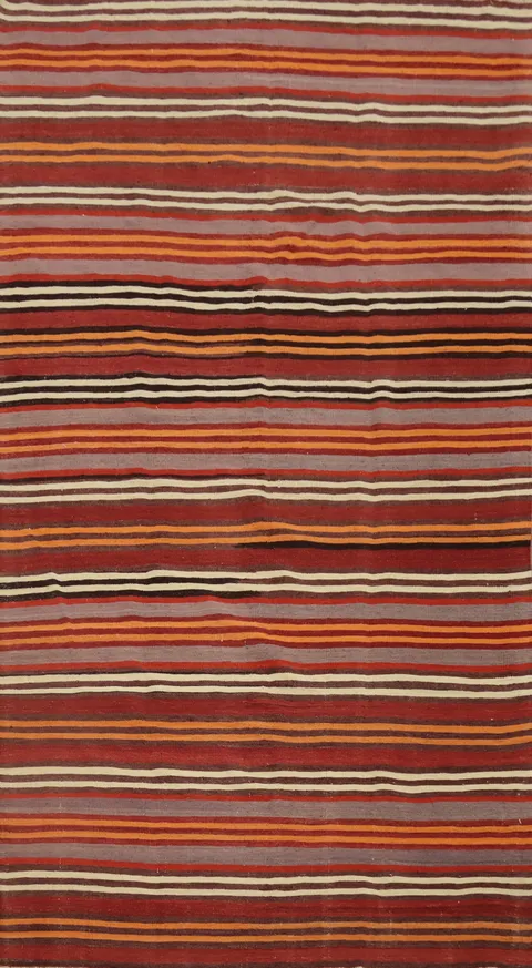 Striped Wool Kilim Vegetable Dye Area Rug 5x9