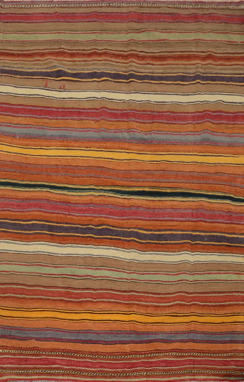 Striped Symphony: Elegant Kilim Area Rug 6x8 for Living Spaces