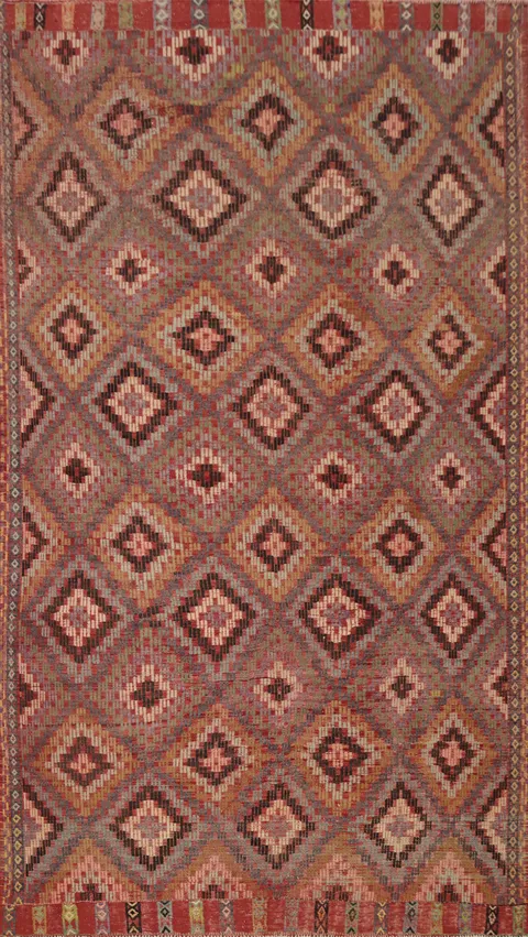 Elegant Diamond Pattern Kilim Area Rug 6x10 for Living Spaces