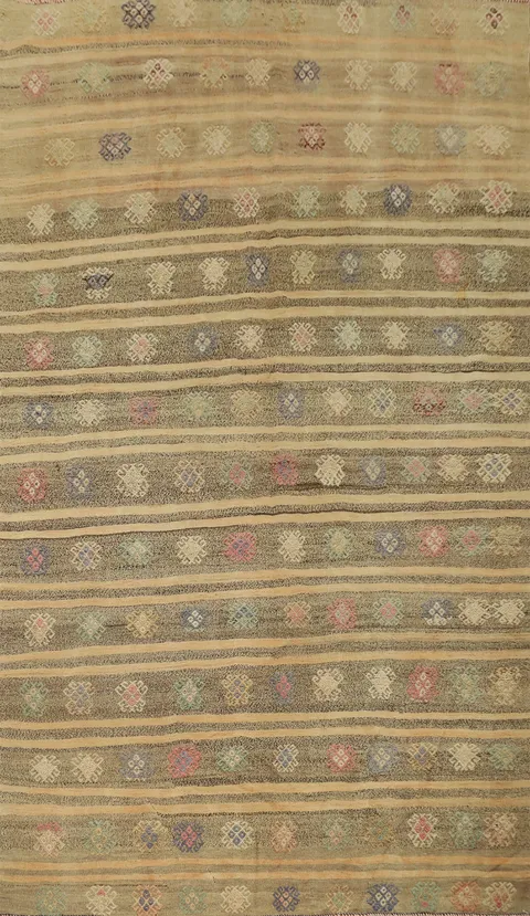 Vegetable Dye Kilim Turkish Area Rug 6x8