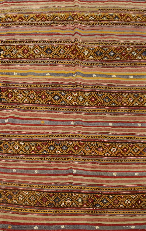 Vegetable Dye Kilim Turkish Area Rug 6x8