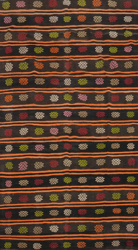 Handcrafted Artisan Kilim Area Rug 6x11 with Vibrant Colors