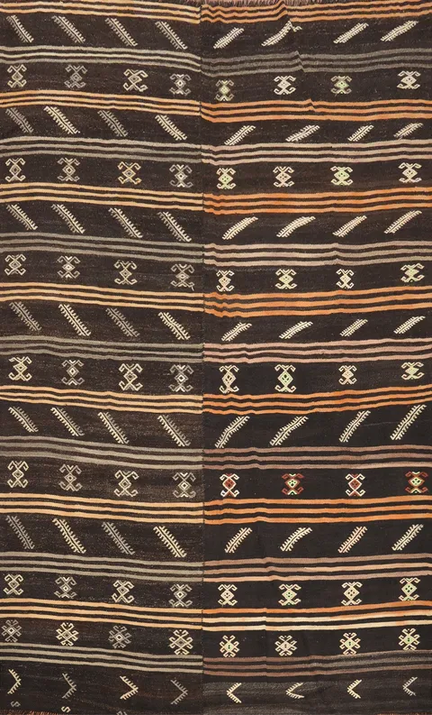 Elegant Handwoven Kilim Area Rug 7x10 with Intricate Patterns