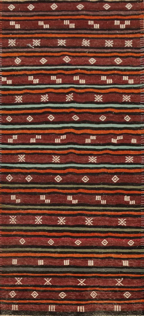 Vegetable Dye Kilim Turkish Runner Rug 3x8