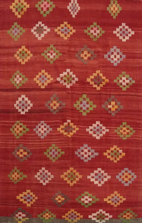Vegetable Dye Kilim Turkish Area Rug 6x9