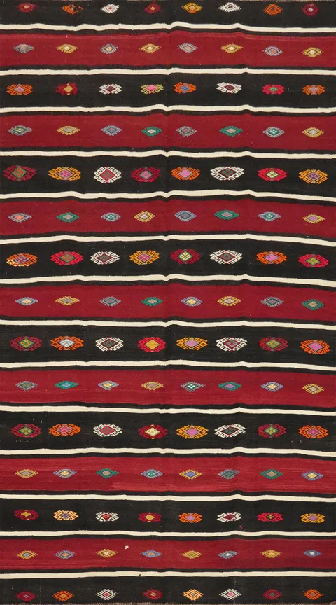 Vegetable Dye Kilim Turkish Area Rug 6x11