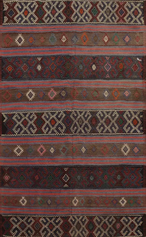 Vegetable Dye Kilim Turkish Area Rug 5x8