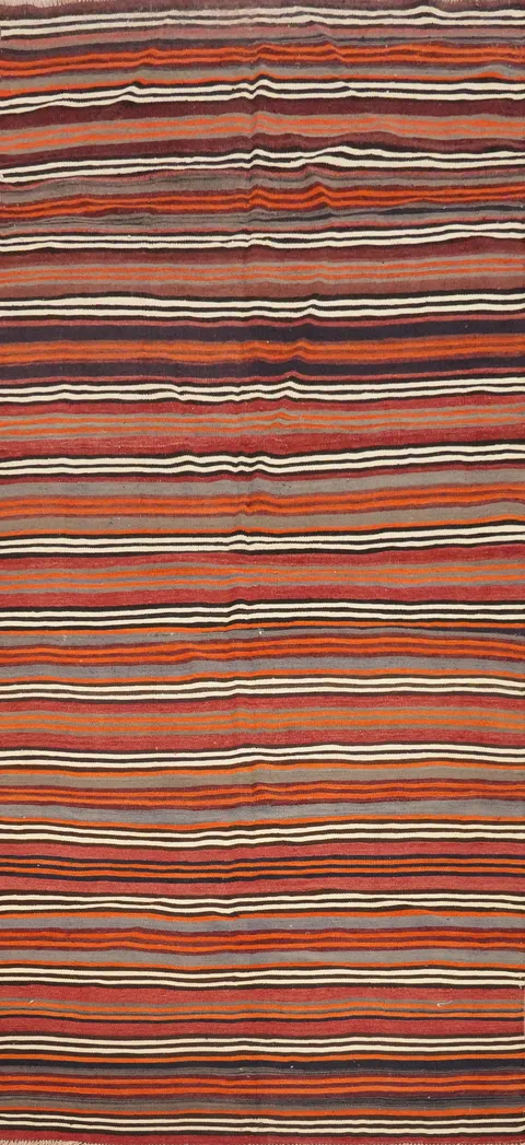 Vibrant Striped Kilim Area Rug 5x13 for a Cozy Living Room Ambiance