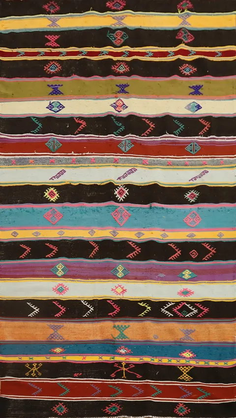 Vegetable Dye Kilim Tribal Wool Area Rug 5x10