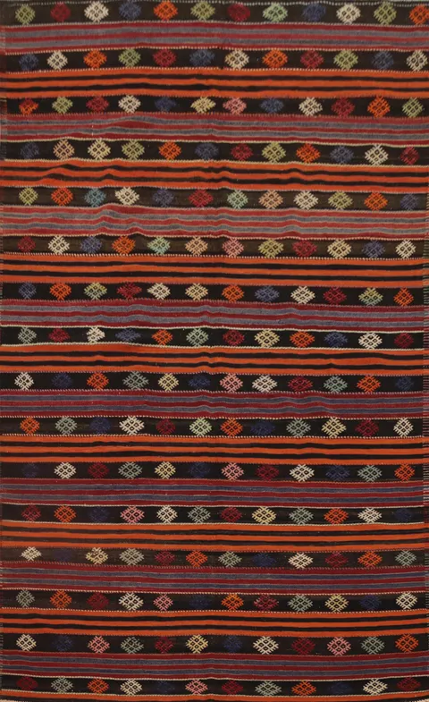 Handwoven Kilim Area Rug 6x10 with Bold Stripes for Living Room