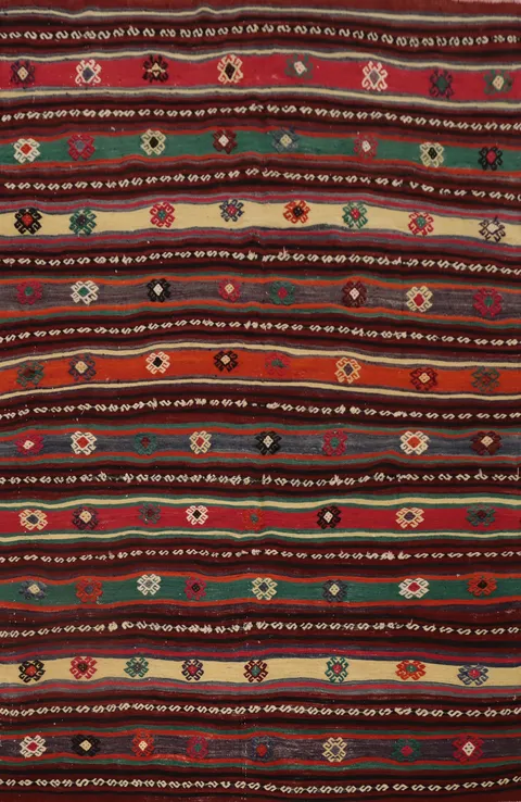 Vegetable Dye Kilim Tribal Geometric Rug 5x7