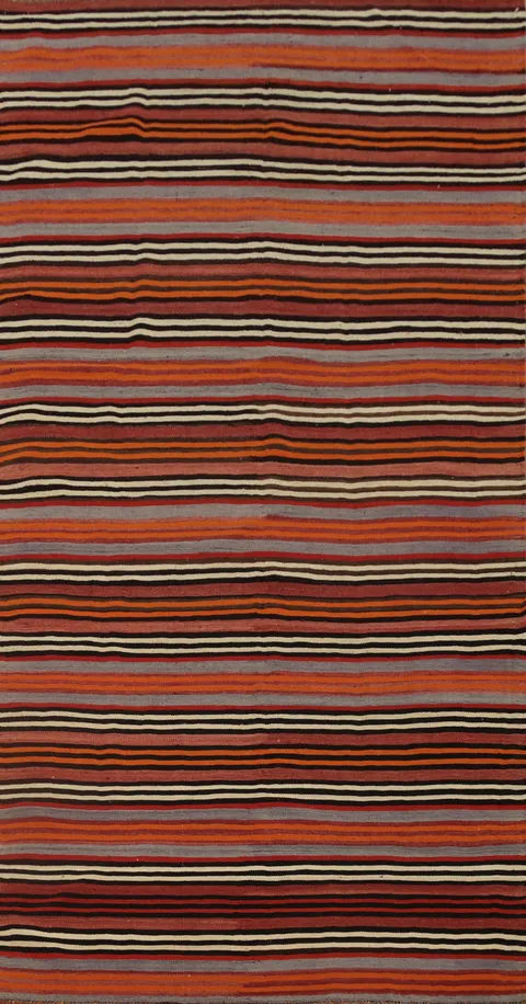 Vibrant Striped Kilim Area Rug 5x11 Perfect for Warm and Cozy Spaces