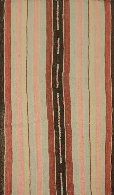 Charming Multicolor Striped Vintage Kilim Rug 5x7 for Cozy Home Decor