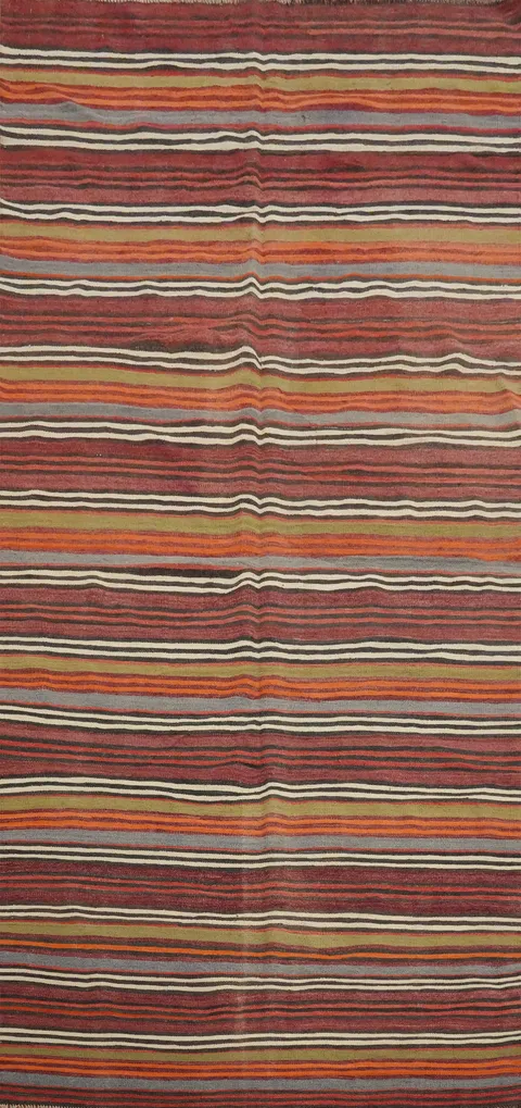 Chic Earthy Toned Kilim Area Rug 5x12 to Elevate Your Interior Decor