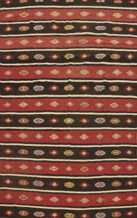 Vegetable Dye Kilim Turkish Area Rug 6x9