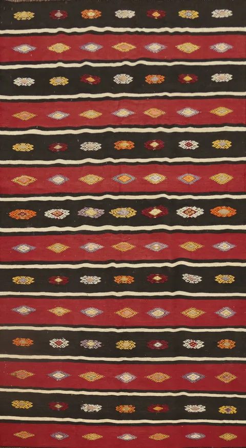 Vegetable Dye Kilim Geometric Area Rug 5x9