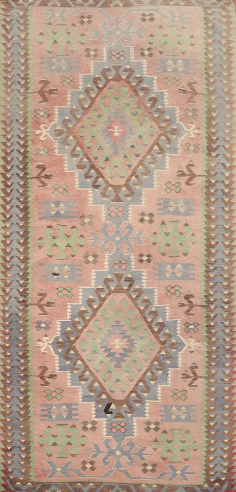 Vegetable Dye Kilim Geometric Area Rug 5x10