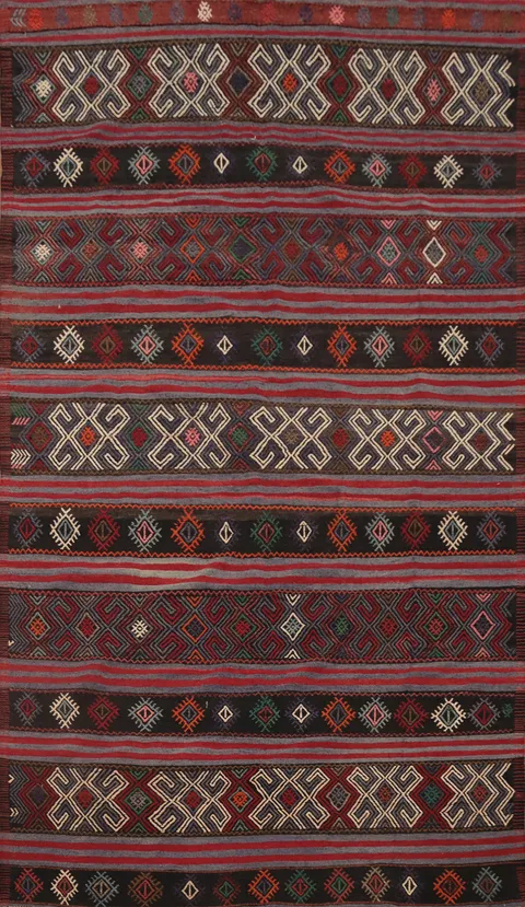 Vegetable Dye Kilim Geometric Area Rug 5x10