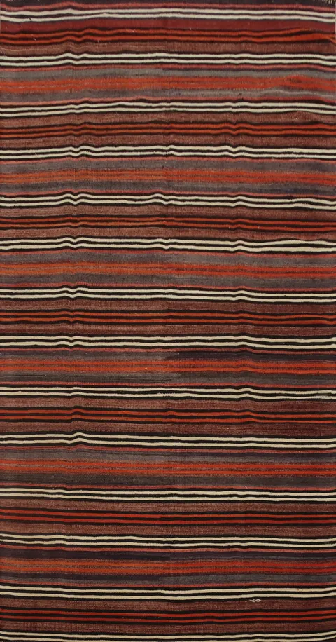 Vegetable Dye Kilim Striped Area Rug 5x9