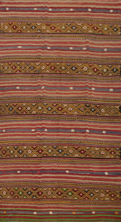 Vegetable Dye Kilim Turkish Area Rug 6x9