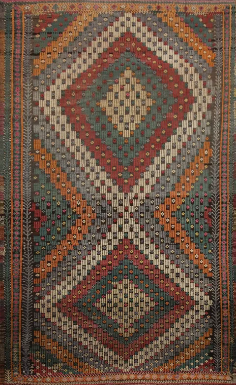 Vegetable Dye Kilim Geometric Area Rug 6x9