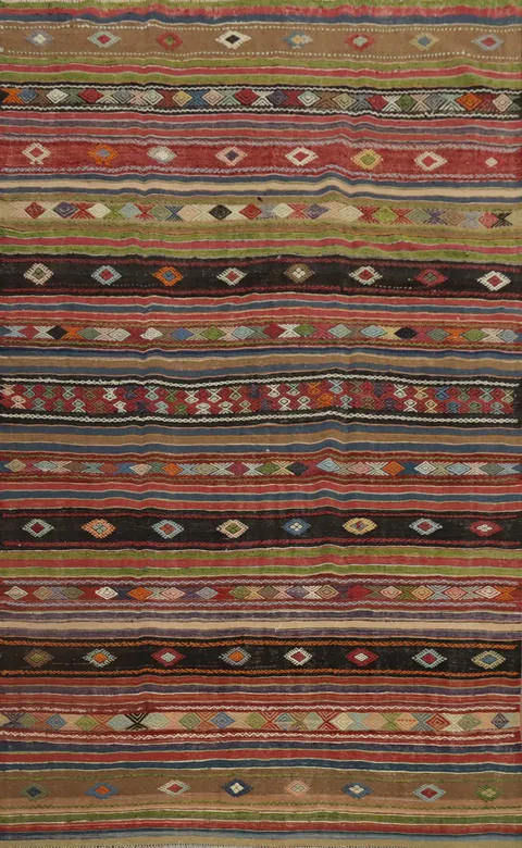 Vegetable Dye Kilim Tribal Wool Area Rug 6x10