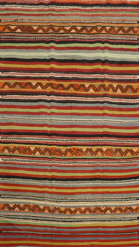 Vegetable Dye Kilim Turkish Area Rug 5x8