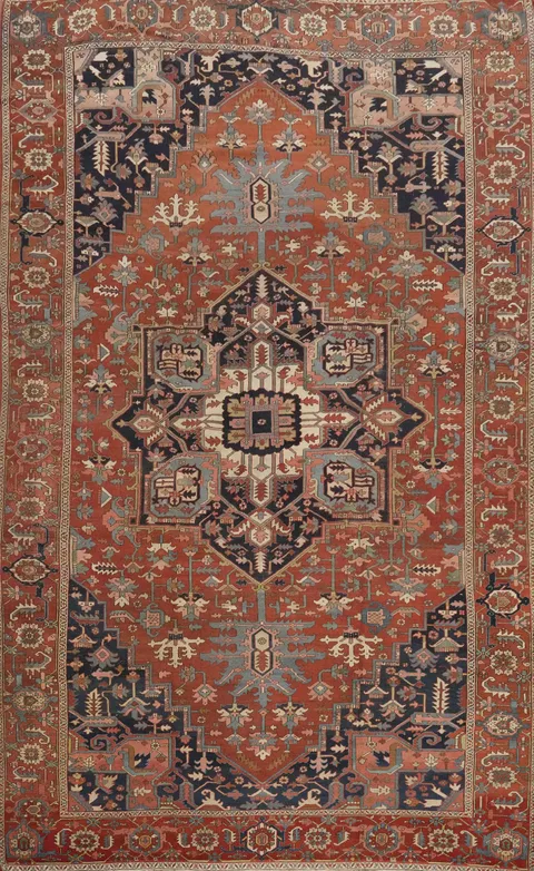 Pre-1900 Vegetable Dye Heriz Serapi Persian Large Rug 10x15