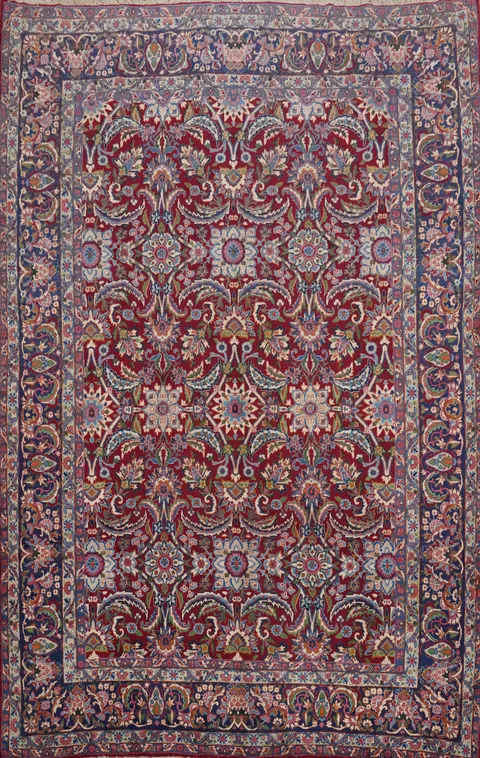 Antique Vegetable Dye Yazd Persian Large Rug 10x14